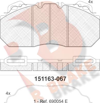 R Brake RB1163 - Bremžu uzliku kompl., Disku bremzes ps1.lv