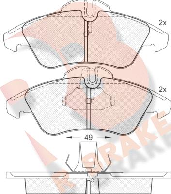 R Brake RB1104-046 - Bremžu uzliku kompl., Disku bremzes ps1.lv