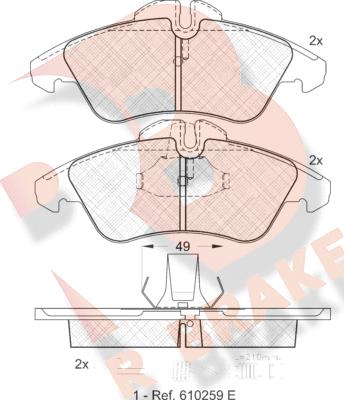 R Brake RB1104 - Bremžu uzliku kompl., Disku bremzes ps1.lv