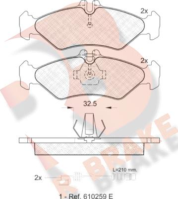 R Brake RB1102 - Bremžu uzliku kompl., Disku bremzes ps1.lv