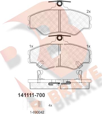 R Brake RB1111-700 - Bremžu uzliku kompl., Disku bremzes ps1.lv