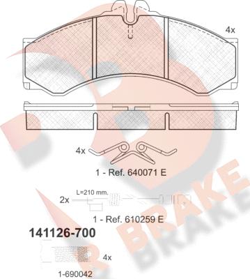 R Brake RB1126-700 - Bremžu uzliku kompl., Disku bremzes ps1.lv