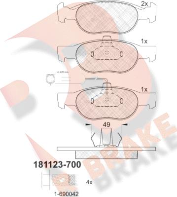 R Brake RB1123-700 - Bremžu uzliku kompl., Disku bremzes ps1.lv