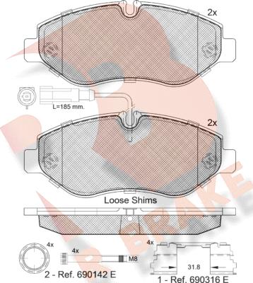 R Brake RB1846-066 - Bremžu uzliku kompl., Disku bremzes ps1.lv