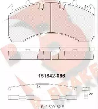 R Brake RB1842 - Bremžu uzliku kompl., Disku bremzes ps1.lv