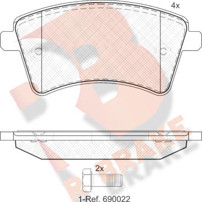 R Brake RB1854 - Bremžu uzliku kompl., Disku bremzes ps1.lv