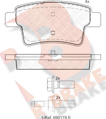 R Brake RB1853 - Bremžu uzliku kompl., Disku bremzes ps1.lv