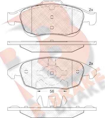 R Brake RB1852 - Bremžu uzliku kompl., Disku bremzes ps1.lv