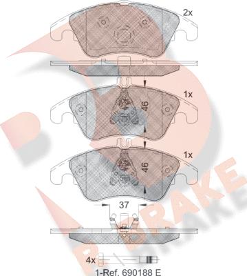 R Brake RB1865 - Bremžu uzliku kompl., Disku bremzes ps1.lv