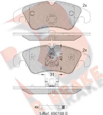 R Brake RB1862-203 - Bremžu uzliku kompl., Disku bremzes ps1.lv