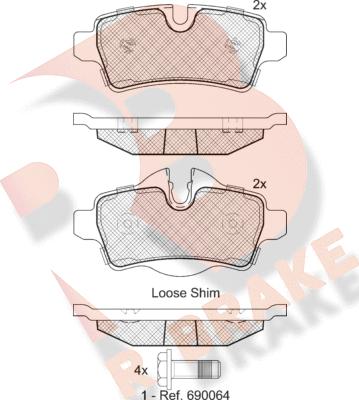 R Brake RB1812 - Bremžu uzliku kompl., Disku bremzes ps1.lv