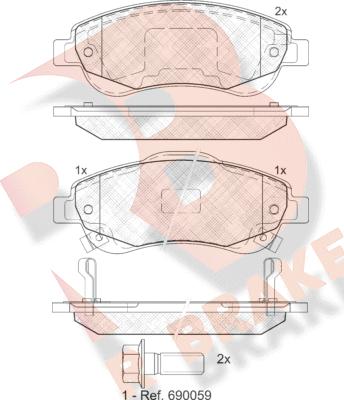 R Brake RB1887 - Bremžu uzliku kompl., Disku bremzes ps1.lv