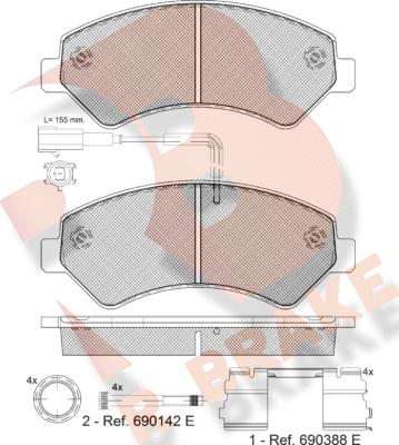 R Brake RB1836-201 - Bremžu uzliku kompl., Disku bremzes ps1.lv