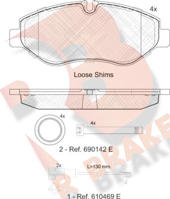 R Brake RB1832-203 - Bremžu uzliku kompl., Disku bremzes ps1.lv