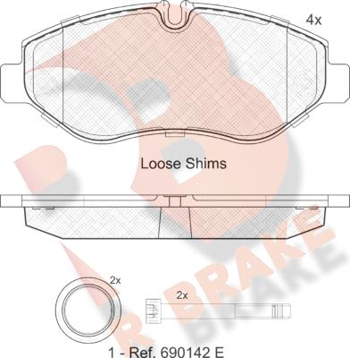 R Brake RB1832 - Bremžu uzliku kompl., Disku bremzes ps1.lv