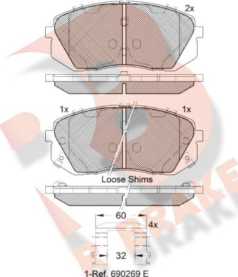 R Brake RB1826-201 - Bremžu uzliku kompl., Disku bremzes ps1.lv