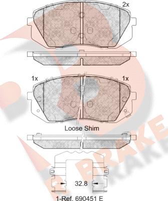 R Brake RB1826-202 - Bremžu uzliku kompl., Disku bremzes ps1.lv