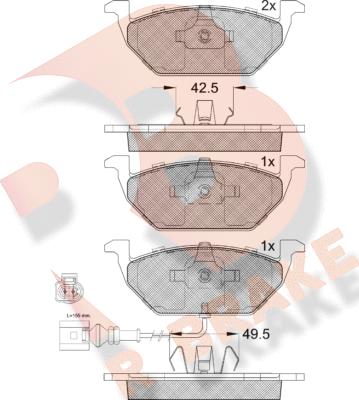 R Brake RB1349-400 - Bremžu uzliku kompl., Disku bremzes ps1.lv