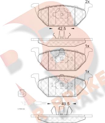 R Brake RB1349 - Bremžu uzliku kompl., Disku bremzes ps1.lv