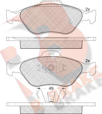 R Brake RB1343 - Bremžu uzliku kompl., Disku bremzes ps1.lv