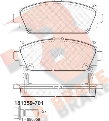 R Brake RB1359-701 - Bremžu uzliku kompl., Disku bremzes ps1.lv