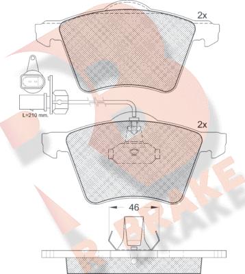 R Brake RB1350 - Bremžu uzliku kompl., Disku bremzes ps1.lv