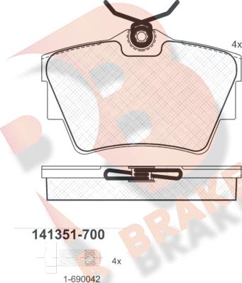 R Brake RB1351-700 - Bremžu uzliku kompl., Disku bremzes ps1.lv