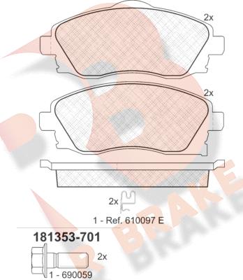 R Brake RB1353-701 - Bremžu uzliku kompl., Disku bremzes ps1.lv