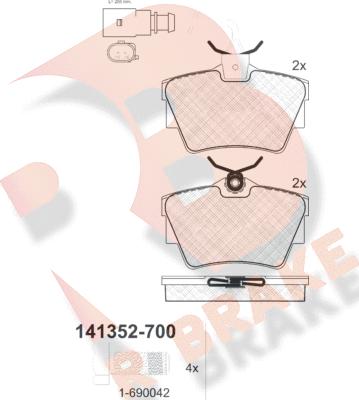 R Brake RB1352-700 - Bremžu uzliku kompl., Disku bremzes ps1.lv