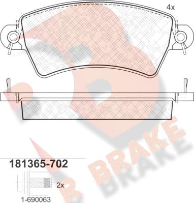 R Brake RB1365-702 - Bremžu uzliku kompl., Disku bremzes ps1.lv