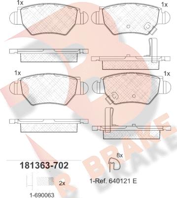 R Brake RB1363-702 - Bremžu uzliku kompl., Disku bremzes ps1.lv