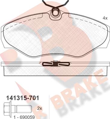 R Brake RB1315-701 - Bremžu uzliku kompl., Disku bremzes ps1.lv