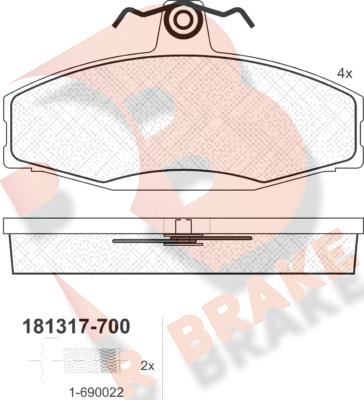 R Brake RB1317-700 - Bremžu uzliku kompl., Disku bremzes ps1.lv