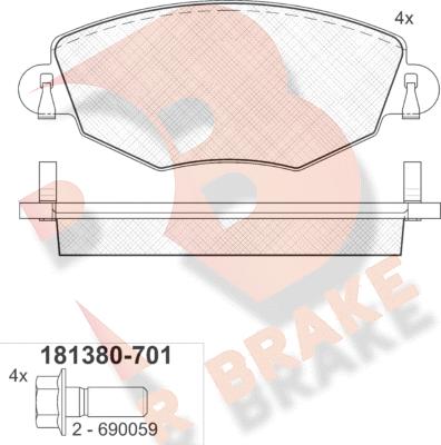 R Brake RB1380-701 - Bremžu uzliku kompl., Disku bremzes ps1.lv