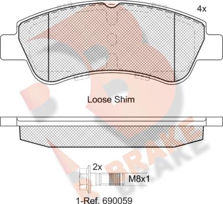 R Brake RB1388-402 - Bremžu uzliku kompl., Disku bremzes ps1.lv