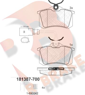 R Brake RB1387-700 - Bremžu uzliku kompl., Disku bremzes ps1.lv