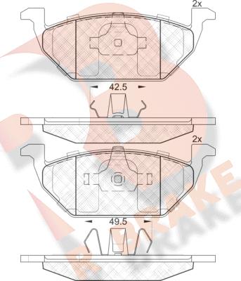 R Brake RB1338 - Bremžu uzliku kompl., Disku bremzes ps1.lv