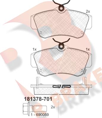 R Brake RB1378-701 - Bremžu uzliku kompl., Disku bremzes ps1.lv