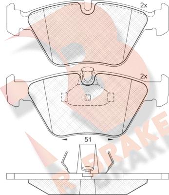 R Brake RB1296 - Bremžu uzliku kompl., Disku bremzes ps1.lv