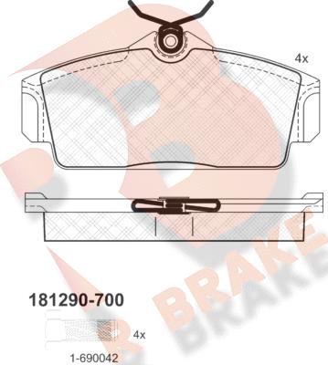 R Brake RB1290-700 - Bremžu uzliku kompl., Disku bremzes ps1.lv