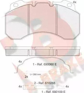 R Brake RB1245-119 - Bremžu uzliku kompl., Disku bremzes ps1.lv