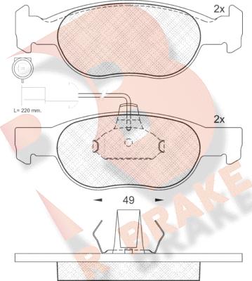 R Brake RB1242 - Bremžu uzliku kompl., Disku bremzes ps1.lv