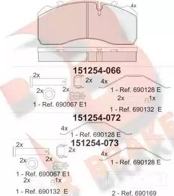 R Brake RB1254-072 - Bremžu uzliku kompl., Disku bremzes ps1.lv