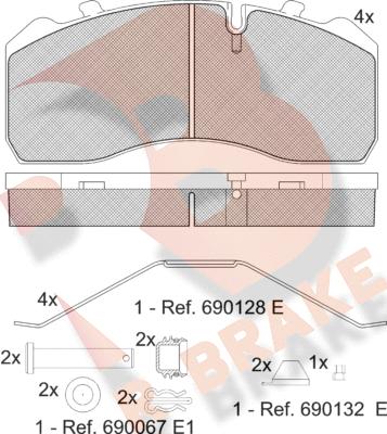 R Brake RB1254-066 - Bremžu uzliku kompl., Disku bremzes ps1.lv