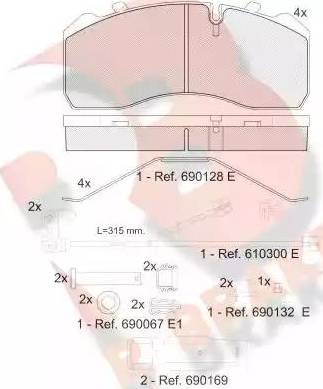 R Brake RB1254-217 - Bremžu uzliku kompl., Disku bremzes ps1.lv