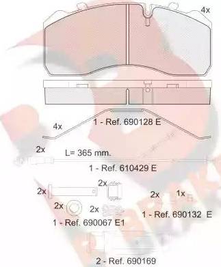 R Brake RB1254-225 - Bremžu uzliku kompl., Disku bremzes ps1.lv