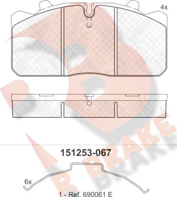 R Brake RB1253-067 - Bremžu uzliku kompl., Disku bremzes ps1.lv