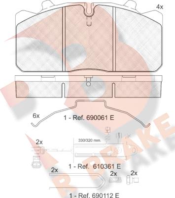 R Brake RB1253-124 - Bremžu uzliku kompl., Disku bremzes ps1.lv