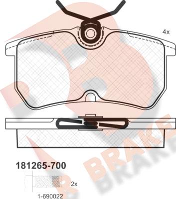 R Brake RB1265-700 - Bremžu uzliku kompl., Disku bremzes ps1.lv