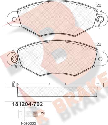 R Brake RB1204-702 - Bremžu uzliku kompl., Disku bremzes ps1.lv